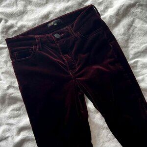 Maje Bordeaux Velveteen Cigarette Five-Pocket Jeans, Rich Luminous Sheen – EU 34